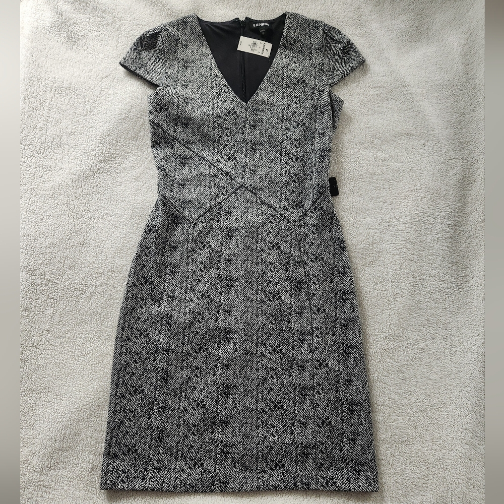 Express Black And White Pencil Dress for Work XS